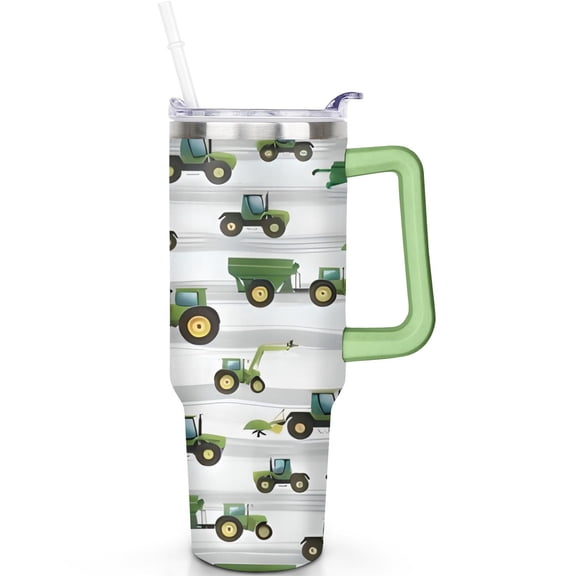 40 oz Construction Tumbler Stainless Steel with Handle Flip Straw Lid Travel 40oz Car Tumblers Lids Straws Vacuum Insulated Leak Proof Cup Mug Gifts for Men Women