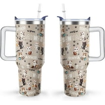 40 oz Cute Cat Tumbler with Handle and Straw Lid cat gifts for cat lovers for Women Double Insulated Cup Travel Coffee Mug