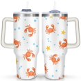 thumbnail image 1 of 40 oz Cute Crab Marine Adorable Travel Mug with Handle Double Wall Vacuum Insulation Travel Mug Gift for Women Men, 1 of 7