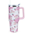 thumbnail image 1 of 40 oz Cute Strawberry Cow Tumbler with Handle and Straw, Stainless Steel Insulated Cup with Lid and Straw, Travel Mug Water Bottle, Gifts for Women, 1 of 6