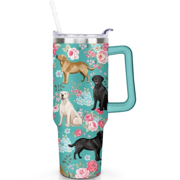 40 oz Dog Theme Tumbler with Spill Proof Lid Straw 40oz Dog Tumbler with Handle Double Insulated Travel Must Haves Cup Dog Lover Gifts for Men Women