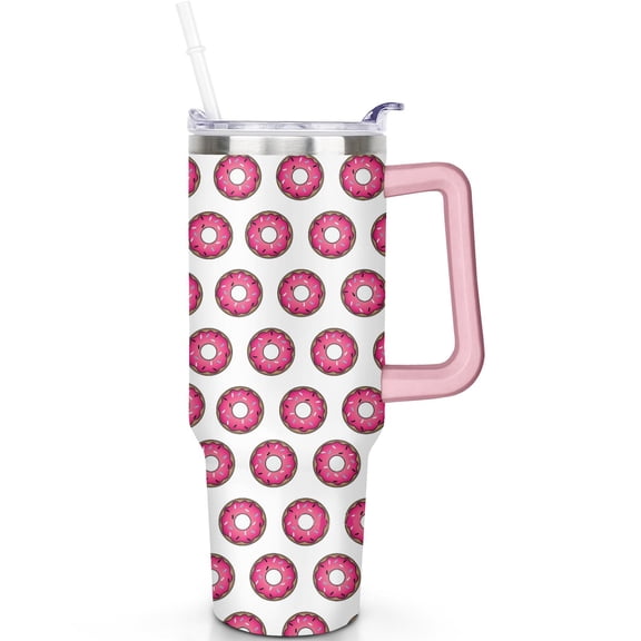 40 oz Donuts Theme Tumbler 40oz Donuts Tumbler with Handle Leak-Proof Lid & Straw Double Insulated Travel Mug Gifts for Donuts Men Women