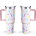 thumbnail image 1 of 40 oz Easter Tumbler with Handle and Straw Lid Gifts for Women Rabbit Lovers Stainless Steel Travel Coffee Mug for Man Woman Easter Bunny Egg, 1 of 6