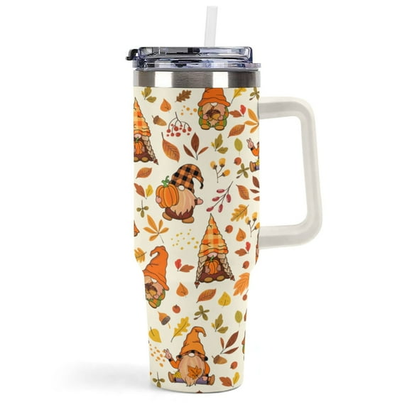 40 oz Fall Gnome Tumbler Insulated Stainless Tumbler, Fall Travel Coffee Cup Water Botter, Autumn Fall Gift for Thanksgiving Christmas