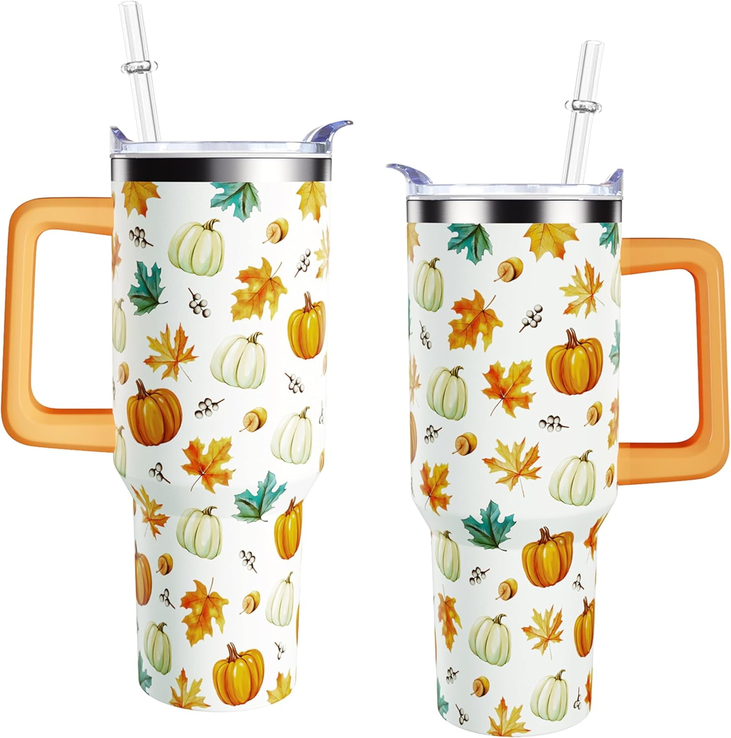 40 oz Fall Pumpkin Tumbler With Handle and Straw Lid 40oz Fall Themed