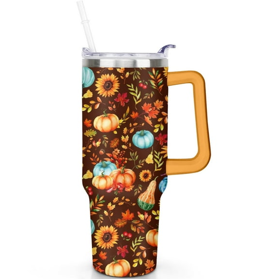 40 oz Fall Travel Must Haves Tumbler with Handle Fall Theme 40oz Tumbler SpillProof Lid Straw Double Insulated Travel Mug Fall Lover Gifts for Him Her