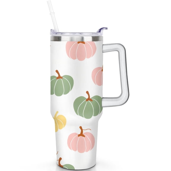 40 oz Fall Tumbler with Handle Spill Proof Lid Fall Theme 40oz Tumbler Straw Included Double Wall Insulated Holiday Fall Gifts for Her Him Travel Must Haves