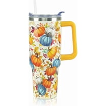40 oz Fall Tumbler with Lid and Straw, Stainless Steel Insulated Fall Pumpkin Tumbler 40 oz, Reusable Leak Proof Pumpkin Cup, Fall Gifts for Women