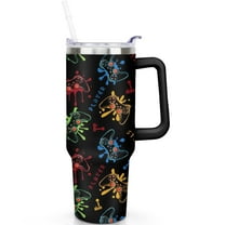 40 oz Game Vacuum Insulated Tumbler Stainless Steel Travel Mug with Handle Flip Straw Lid Leak Proof Cup Gift for Men Women