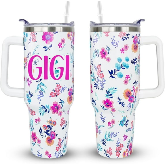 40 oz Gigi Cup Tumbler with Handle Lid and Straw, Gigi Mothers Day Gifts for Grandma