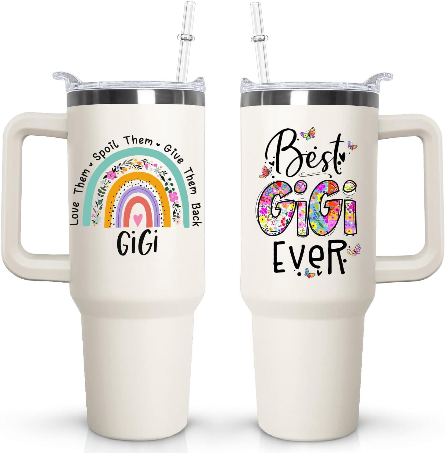 40 oz Gigi Tumbler with handle Lid and Straw, Best Gigi Ever Vacuum
