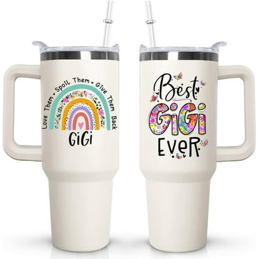 40 oz Gigi Tumbler with handle Lid and Straw, Best Gigi Ever Vacuum Insulated Travel Coffee Mug CupTumbler, Mothers Day Gifts for Grandmother
