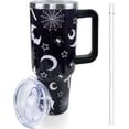 thumbnail image 1 of 40 oz Goth Moon Tumbler with Handle and Straw, Black Gothic Travel Mug Water Bottle, Stainless Steel Insulated Cup with Lid and Straw, Birthday Christmas Halloween Gifts, 1 of 6