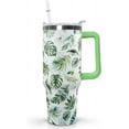 thumbnail image 1 of 40 oz Green Plant Tumbler Insulated Stainless Tumbler,Tropical Plant Travel Coffee Cup Water Botter, Plant Lovers Gifts for Gardeners Plant Lady Women Friends, 1 of 6