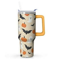 40 oz Halloween Ghost Bat Witch Tumbler Insulated Stainless Tumbler, Spooky Pumpkin Coffee Cup Water Bottle, Holiday Gift Mug