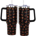 thumbnail image 1 of 40 oz Halloween Tumbler with Handle, 5D Pumpkin Ghost Face Print Halloween Cups with Lids and Straws Gifts for Women Adults, 1 of 6