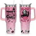 thumbnail image 1 of 40 oz Halloween Tumbler with Handle, Lid and Straw, Halloween Ghostface Cup Horror Spooky Gifts for Women Girls, Halloween Cups for Adults, Pink, 1 of 6