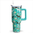 thumbnail image 1 of 40 oz Horse Tumbler with Handle and Straw, Vacuum Insulated Water Bottle Stainless Steel, Leak Proof Travel Coffee Mug Gifts for Horse Lover, Cute Floral Cup for Home Office Car Outdoors Sports, 1 of 6