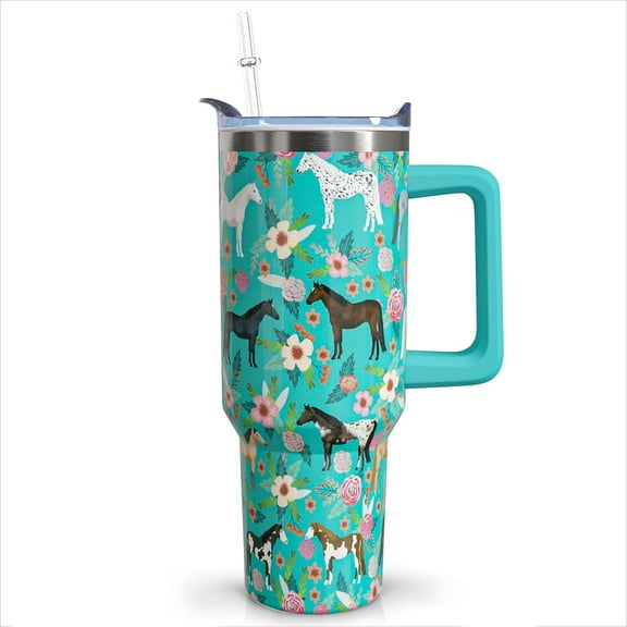 40 oz Horse Tumbler with Handle Christmas Gifts for Horse Lover 40oz Stainless Steel Travel Cup Mug Water Bottle