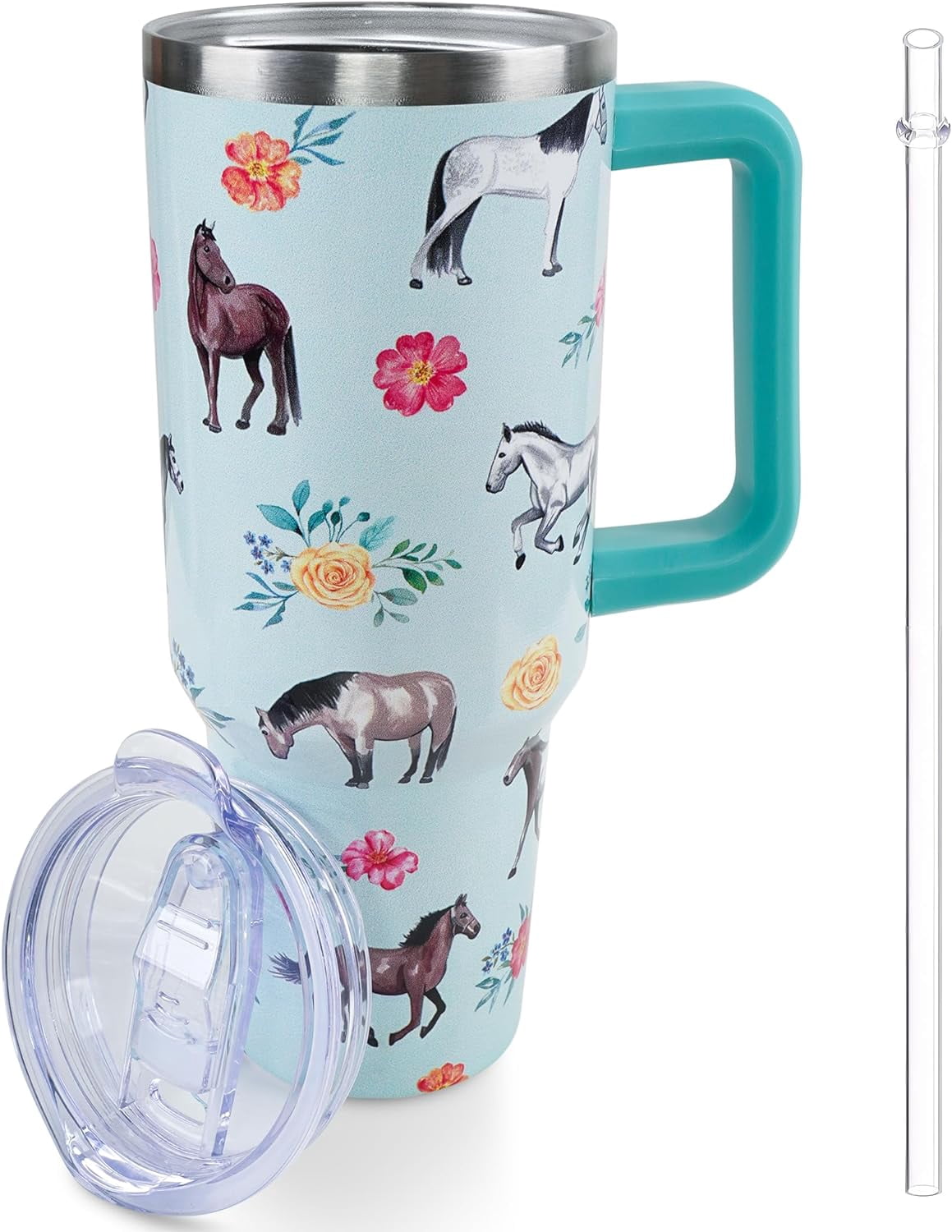 40 oz Horse Tumbler with Handle and Straw, Travel Mug Water Bottle — free download