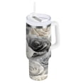 thumbnail image 1 of 40 oz Insulated Stainless Steel Tumbler Double Wall Stainless Steel Tumbler with 2-Way Drinking Ink Wash Style Roses, 1 of 9