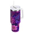 thumbnail image 1 of 40 oz Insulated Stainless Steel Tumbler Double Wall Stainless Steel Tumbler with 2-Way Drinking Lavender Bohemian Pattern, 1 of 9