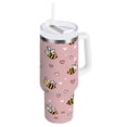 thumbnail image 1 of 40 oz Insulated Stainless Steel Tumbler Double Wall Stainless Steel Tumbler with 2-Way Drinking Small Heart and Bee Patterns, 1 of 9