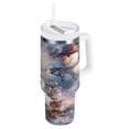 thumbnail image 1 of 40 oz Insulated Stainless Steel Tumbler Double Wall Stainless Steel Tumbler with 2-Way Drinking Snowman Pine Branch, 1 of 9