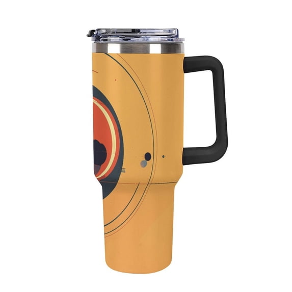 40 oz Insulated Tumbler with Handle, Leak-Proof Straw Lid, Stainless Steel Travel Mug for Car & Road Trips - Colorful Geometry
