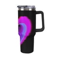 thumbnail image 1 of 40 oz Insulated Tumbler with Handle, Leak-Proof Straw Lid, Stainless Steel Travel Mug for Car & Road Trips - Glitch Heart RGB, 1 of 6