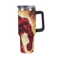 thumbnail image 1 of 40 oz Insulated Tumbler with Handle, Leak-Proof Straw Lid, Stainless Steel Travel Mug for Car & Road Trips - Scarlet Hero, 1 of 6