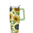 thumbnail image 1 of 40 oz Leak Proof Vacuum Insulated Sunflower Tumbler with Handle Flip Straw Lid Sunflower Tumblers with Lids Straws Stainless Steel Travel Mug Travel Accessories Must Have, 1 of 5
