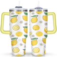 thumbnail image 1 of 40 oz Lemon Cup with Handle Double Wall Vacuum Insulation Travel Mug Gift for Women Men, 1 of 7