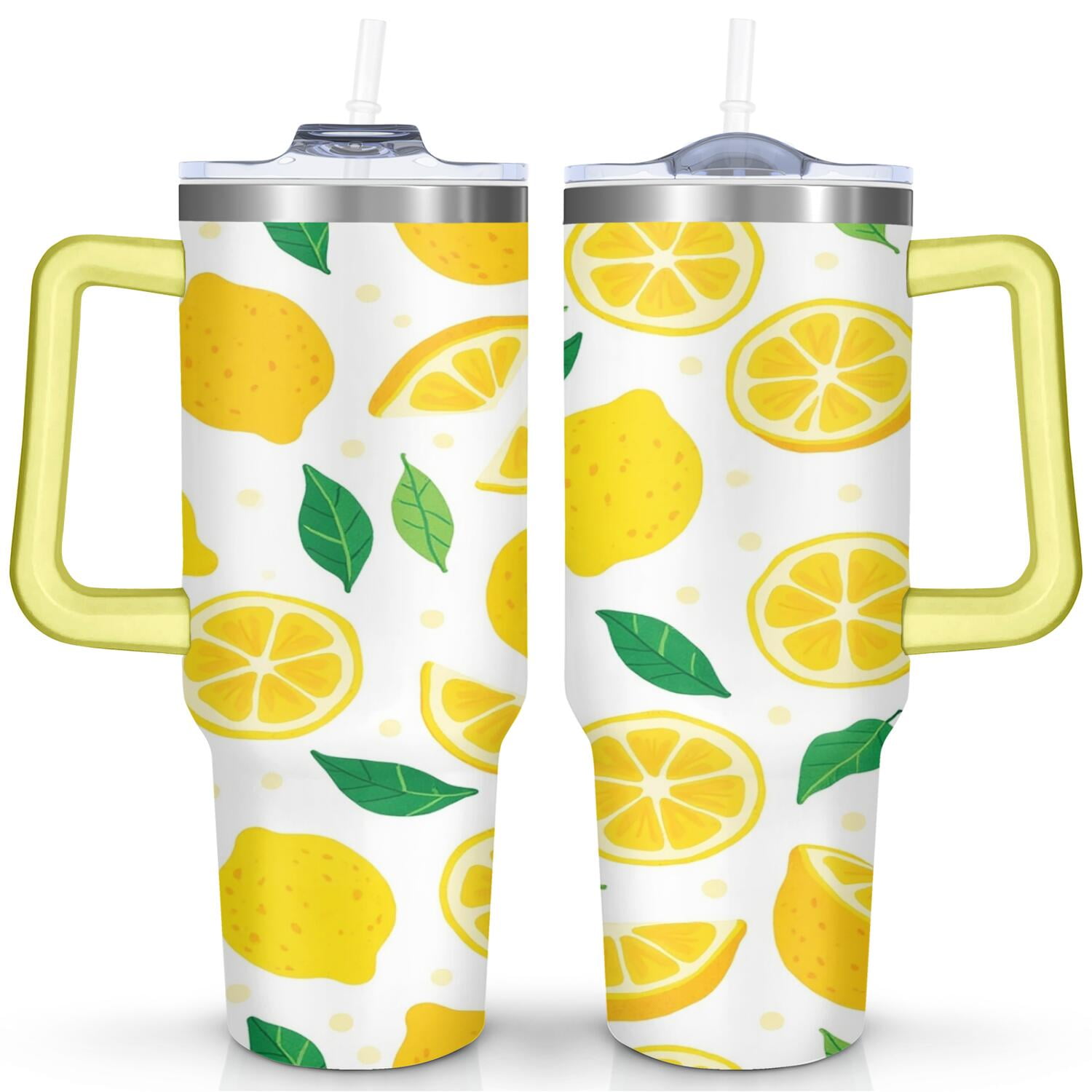 40 oz Lemon Cup with Handle Vacuum Insulated Travel Mug Gift for Women Men