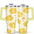 thumbnail image 1 of 40 oz Lemon Slices Tumbler with Handle Double Wall Vacuum Insulation Tumbler Gift for Birthday Christmas Halloween, 1 of 7