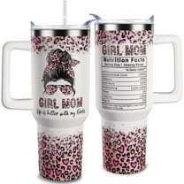 40 oz Mama Tumbler with Handle & Straw - Insulated Coffee Cup for Mom | Girl Mom Gift for Mother''s Day, Birthday, Christmas | From Husband or Daughter