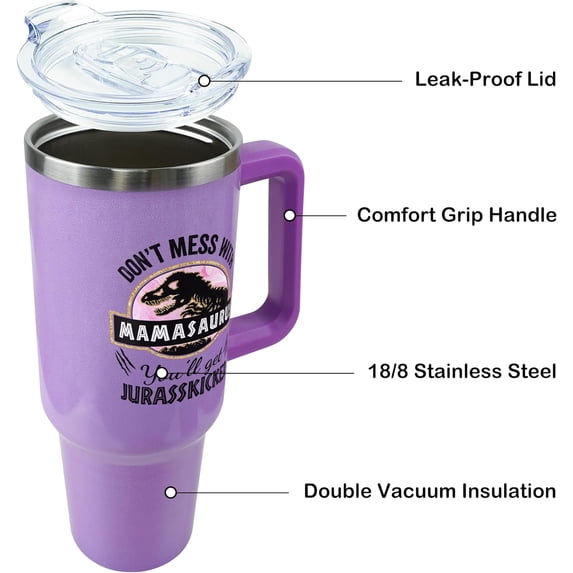 40 oz Mamasaurus Tumbler Don''t Mess with Mamasaurus You''ll Get Jurasskicked Travel Cup - Birthday Gifts for Mom from Daughter Son, Mother Gifts for Christmas, New Mom Gifts, Mama Gifts for Women