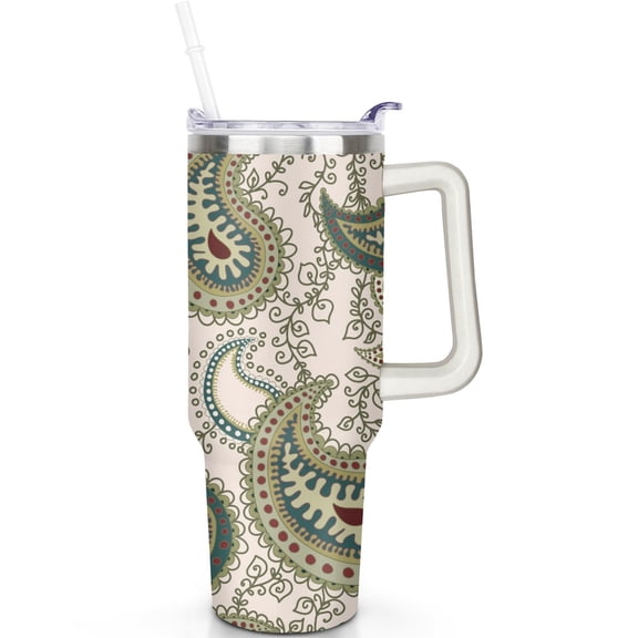 40 oz Paisley Tumbler Paisley Theme 40oz Tumbler with Handle and Spill Proof Lid Straw Double Insulated Amazon's Choice Gifts Travel Accessories Must Have