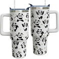 thumbnail image 1 of 40 oz Panda Tumbler with Handle & Straw - Double-Wall Insulated Stainless Steel Travel Mug - Cute Coffee Cup & Water Bottle Gift for Women, Girls & Kids, 1 of 5