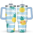 thumbnail image 1 of 40 oz Pineapple Glass Travel Mug with Handle Double Wall Vacuum Insulation Water Bottle Gift for Travel Commuting, 1 of 7