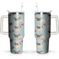 thumbnail image 1 of 40 oz Pug Tumbler with handl, Straw, Dog Travel Mug Water Bottle, Stainless Steel Insulated Cup with Lid and Straw, Birthday Christmas Gifts, 1 of 6