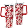 thumbnail image 1 of 40 oz Red Valentine Love Hearts Travel Mug with Handle - Stainless Steel Insulated Coffee Tumbler Cup, Gift for Women, Anniversary, Wedding, Birthday, 1 of 6