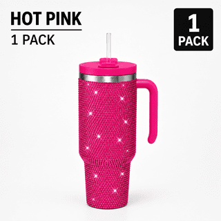 40 oz Rhinestone Tumbler with Handle and Straw, Insulated Stainless Steel Travel Mug with Lid, Vacuum Car Cup for Coffee, Water, Iced Drinks, for Women
