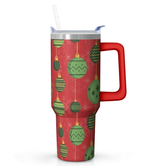 40 oz Santa Merry Christmas Tumbler with Handle and Straw, Stainless Steel Insulated Cup 40 oz, Leak Proof Holiday Mug, Winter Gift Idea