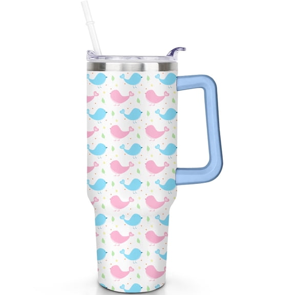 40 oz Shark Tumbler EasyGrip Handle Shark Theme 40oz Tumbler SlideLock Spill Proof Lid Straw Double Insulated Thermal Coffee Mug Birthday Shark Gifts Travel Must Haves