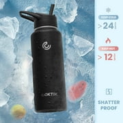40 oz Sports Water Bottle With Straw,3 Lids, Stainless Steel Vacuum Insulated Water Bottles,Leakproof Lightweight, Keeps Cold and Hot, Great for Travel, Hiking, Biking, Running(Black)