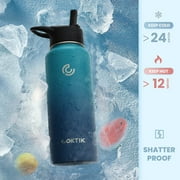 40 oz Sports Water Bottle With Straw,3 Lids, Stainless Steel Vacuum Insulated Water Bottles,Leakproof Lightweight, Keeps Cold and Hot, Great for Travel, Hiking, Biking, Running(Dark Night)