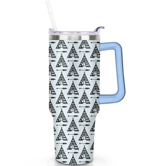 40 oz Stainless Steel Tumbler Eiffel Tower Vacuum Insulated Handle Flip Straw Lid Leak Proof Travel Cup Gift for Him Her