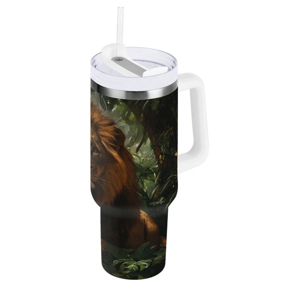 40 oz Stainless Steel Tumbler Vacuum Insulated Leak Proof Stainless Steel Coffee Cup Water Bottles Beautiful Brown Lions