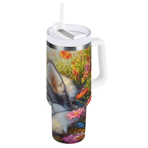 40 oz Stainless Steel Tumbler Vacuum Insulated Leak Proof Stainless Steel Coffee Cup Water Bottles Beautiful Garden Husky